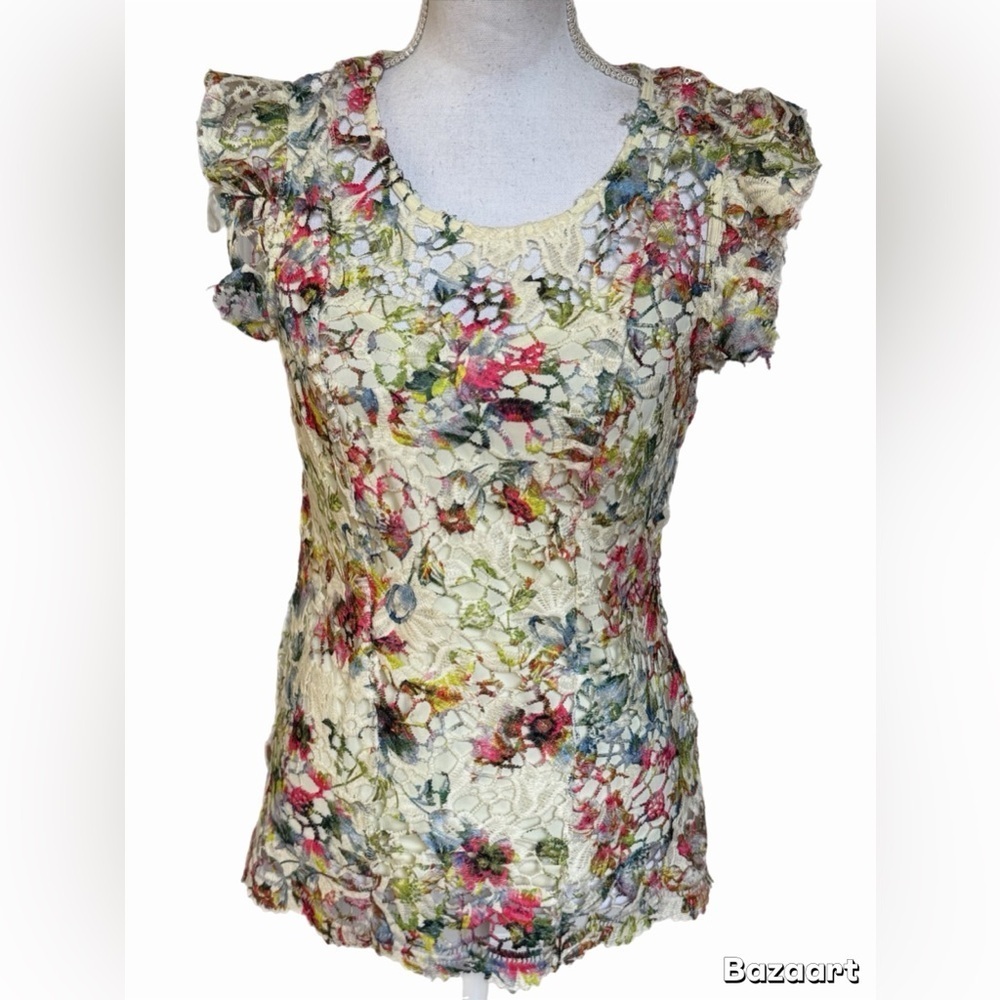 Vintage America Blues Womens Medium Floral Crochet Lace Top Cami NWT - Picture 2 of 8